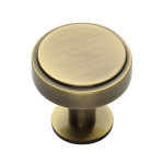 M Marcus Heritage Brass Stepped Disc Design Cabinet Knob with Rose 32mm 